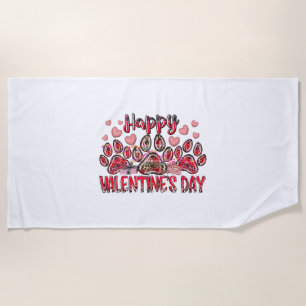Happy Valentines Day Dog Pet Beach Towel