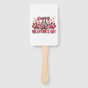 Happy Valentines Day Dog Pet Hand Fan
