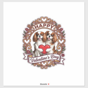 Happy Valentines Day Dog Red Heart Floral Frame_1