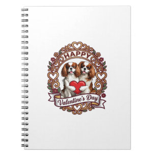 Happy Valentines Day Dog Red Heart Floral Frame_1 Notebook