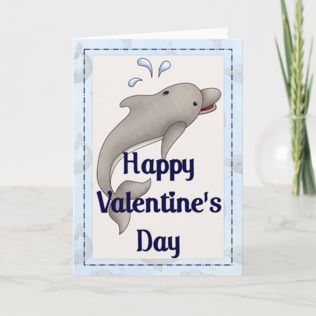 Happy Valentine's Day Dolphin Greeting Card d3 (Front)