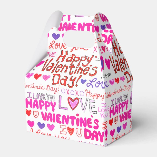 Happy Valentine's Day Doodles Favour Box (Front Side)