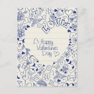Happy Valentine's Day doodles! Holiday Postcard