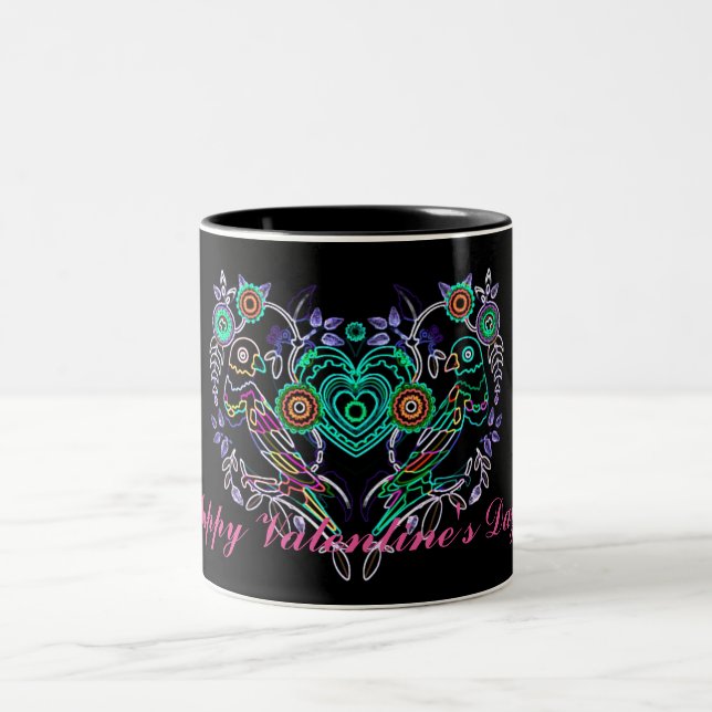 Happy Valentine's Day Doves Quote Mug Design (Center)