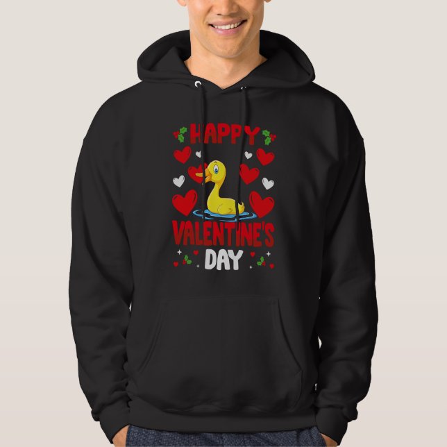 Happy Valentines Day Duck Heart Love Animal Hoodie (Front)