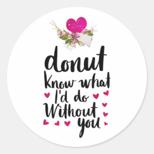 Happy Valentine's Day Elegant Script Hearts Text  Classic Round Sticker
