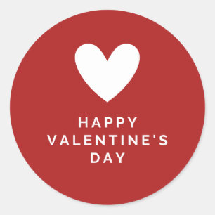 Happy Valentine's Day Elegant Script Pink Hearts  Classic Round Sticker