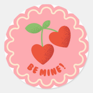 Happy Valentine's Day Elegant Script Pink Hearts  Classic Round Sticker