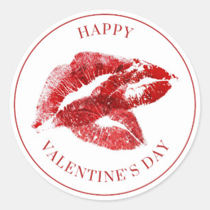Happy Valentine's Day Elegant Script Pink Hearts  Classic Round Sticker