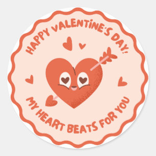 Happy Valentine's Day Elegant Script Pink Hearts Classic Round Sticker