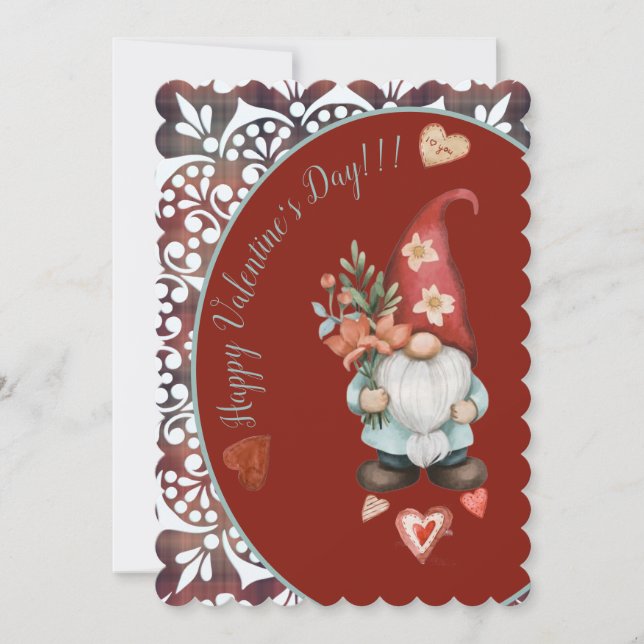 Happy Valentines Day - Enchanted Gnomes Flat Card (Front)