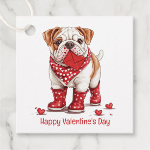 Happy Valentines Day English Bulldog Favour Tags