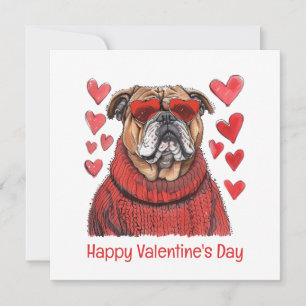 Happy Valentines Day English Bulldog Holiday Card