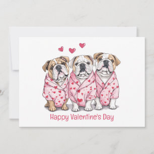 Happy Valentines Day English Bulldog Holiday Card