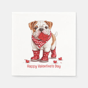 Happy Valentines Day English Bulldog Napkin