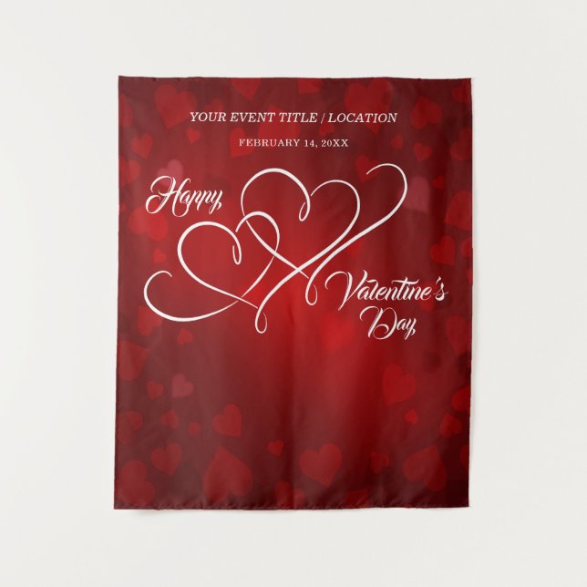 HAPPY VALENTINE'S DAY EVENT LINKED HEARTS BANNER TAPESTRY (Front)