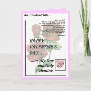 Happy Valentine's Day Excellent Wife Holiday Card