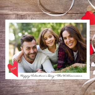 Happy Valentine's Day Family Photo Hearts & Arrow Holiday Card