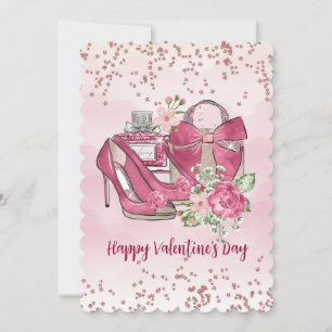 Happy Valentine's Day Feminine Designs Holiday Card