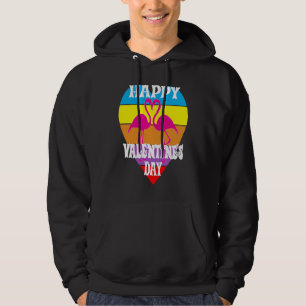 Happy Valentine's Day Flamingos Heart Pink Love Bi Hoodie