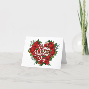 Happy Valentine's Day Floral Rose's Heart Card