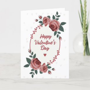 Happy Valentine's Day Floral Roses Heart Card