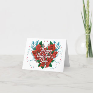 Happy Valentine's Day Floral Rose's Heart Card