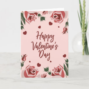 Happy Valentine's Day Floral Rose's Holiday Card