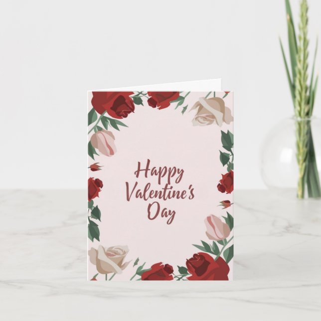 Happy Valentine's Day Floral Roses Holiday Card (Front)