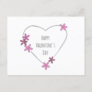 Happy Valentine's Day Flower Heart Postcard