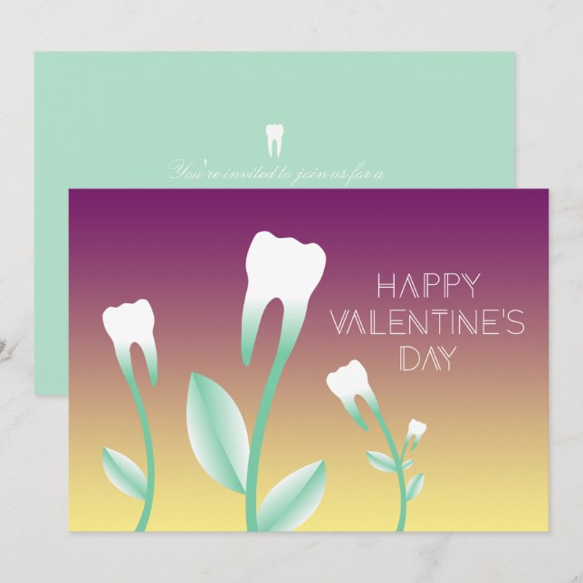 HAPPY VALENTINES DAY flowering teeth Invitation (Front/Back)