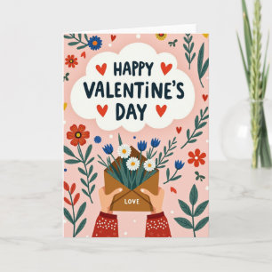 Happy Valentines Day Flowers Card