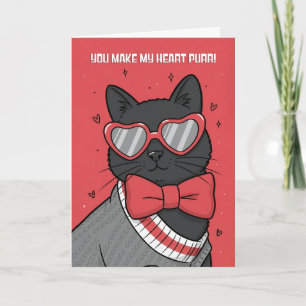 Happy Valentines Day For Anyone Love Cute Cat  Holiday Card