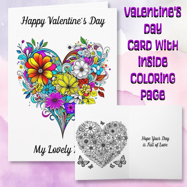 Happy Valentine's Day for Her | Colouring Page Card (Creator Uploaded)