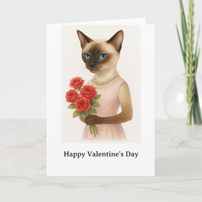 Happy Valentine's Day for Siamese Cat Lover  Card (Front)