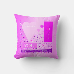 Happy Valentine's Day Forever Love Hearts Pink Cushion