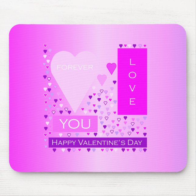 Happy Valentine's Day Forever Love Hearts Pink Mouse Pad (Front)