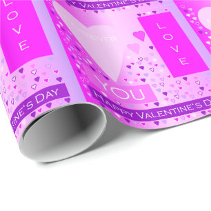 Happy Valentine's Day Forever Love Hearts Pink Wrapping Paper