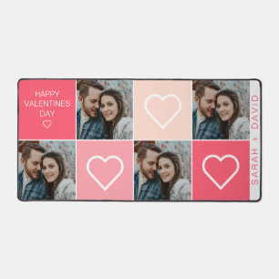 Happy Valentines Day Four Photo Collage Desk Mat