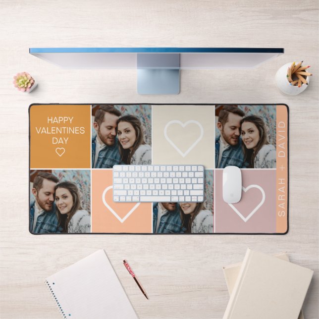 Happy Valentines Day Four Photo Collage  Desk Mat (Office 1)