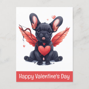 Happy Valentines Day French Bulldog Cupid Postcard