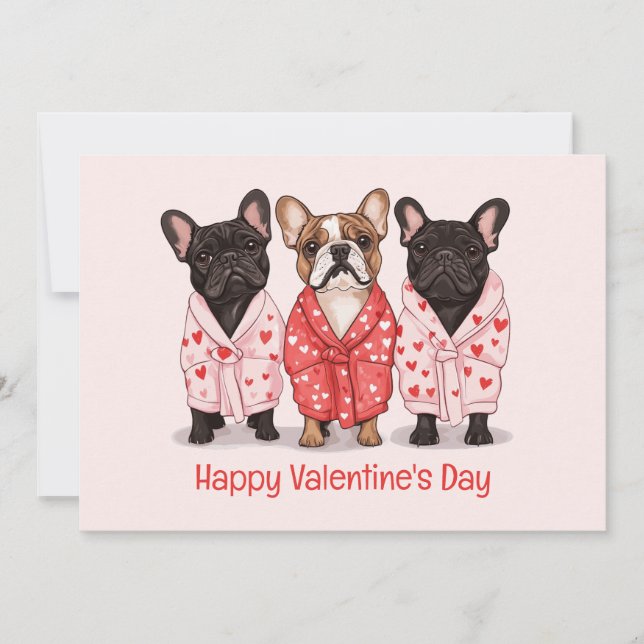 Happy Valentines Day French Bulldog Holiday Card (Front)