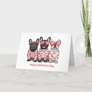 Happy Valentines Day French Bulldog Holiday Card
