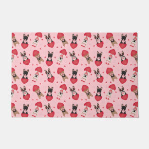 Happy Valentines Day French Bulldogs Doormat