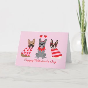 Happy Valentines Day French Bulldogs Holiday Card