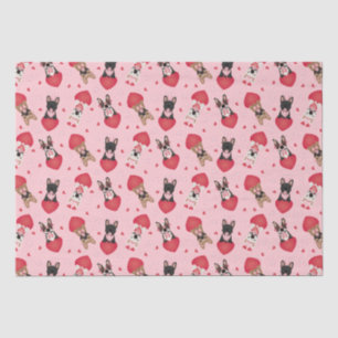 Happy Valentines Day French Bulldogs Tissue Paper