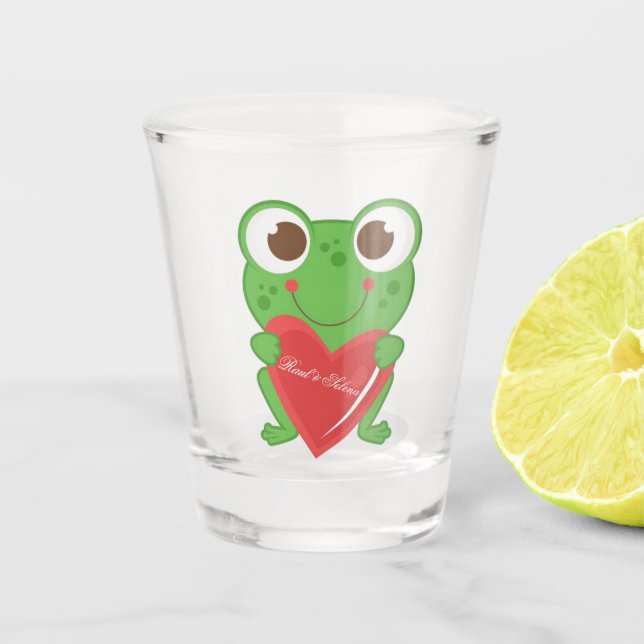 Happy Valentine's Day Frog Shot Glass (Front)