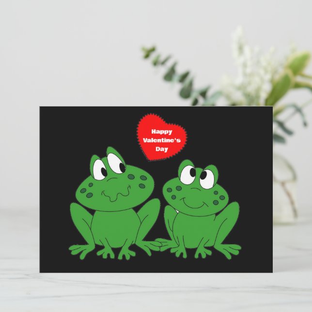 Happy Valentine's Day Frogs flat card (Standing Front)