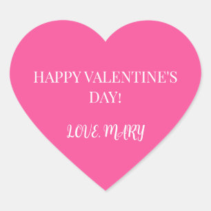 Happy Valentine's Day from Name Pink Heart Sticker