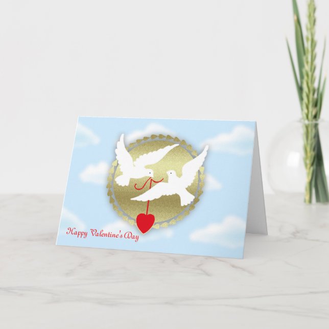 Happy Valentine's Day from secret admirer doves Holiday Card (Front)